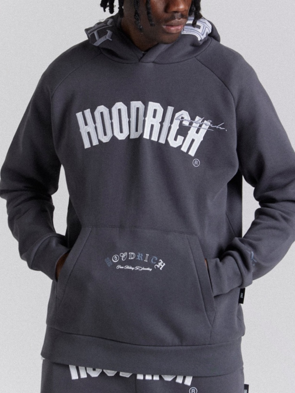 Hoodrich Heat Hoodie Grey White Mens Size Small